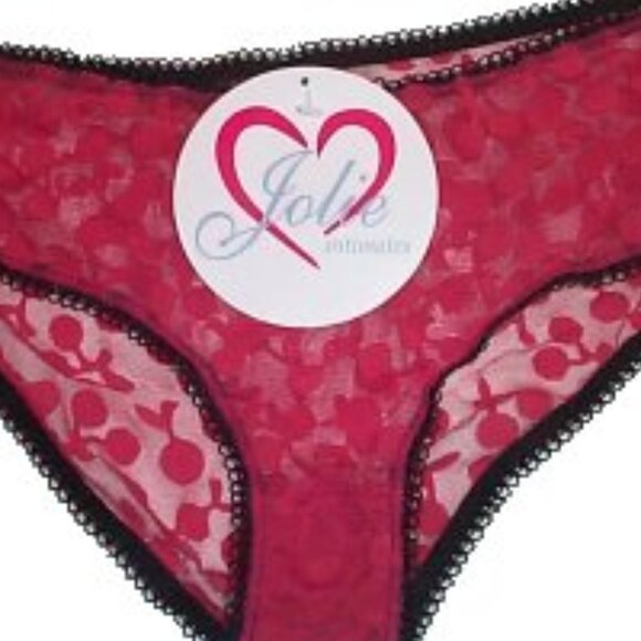 JOLIE INTIMATES Red Cherry Lace Panty - Size 5 - Picture 2 of 2